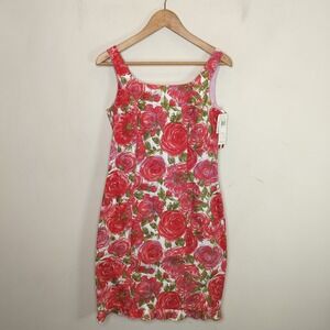 Noviello Bloom Floral Cotton Dress Sleeveless USA Made Flower Sheath
